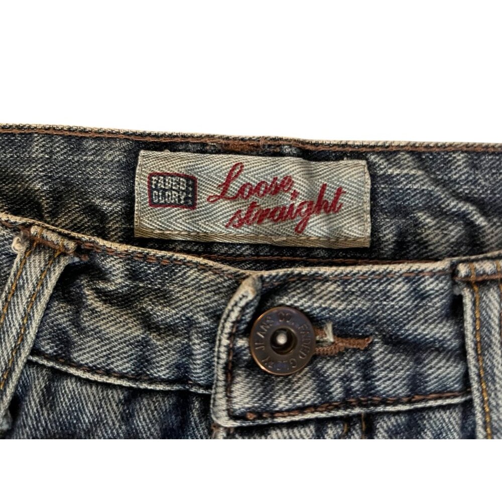 Vintage Faded Glory Loose Straight Men’s Jeans 30x30 Dark Stone Denim 100% Cotto - Picture 15 of 15